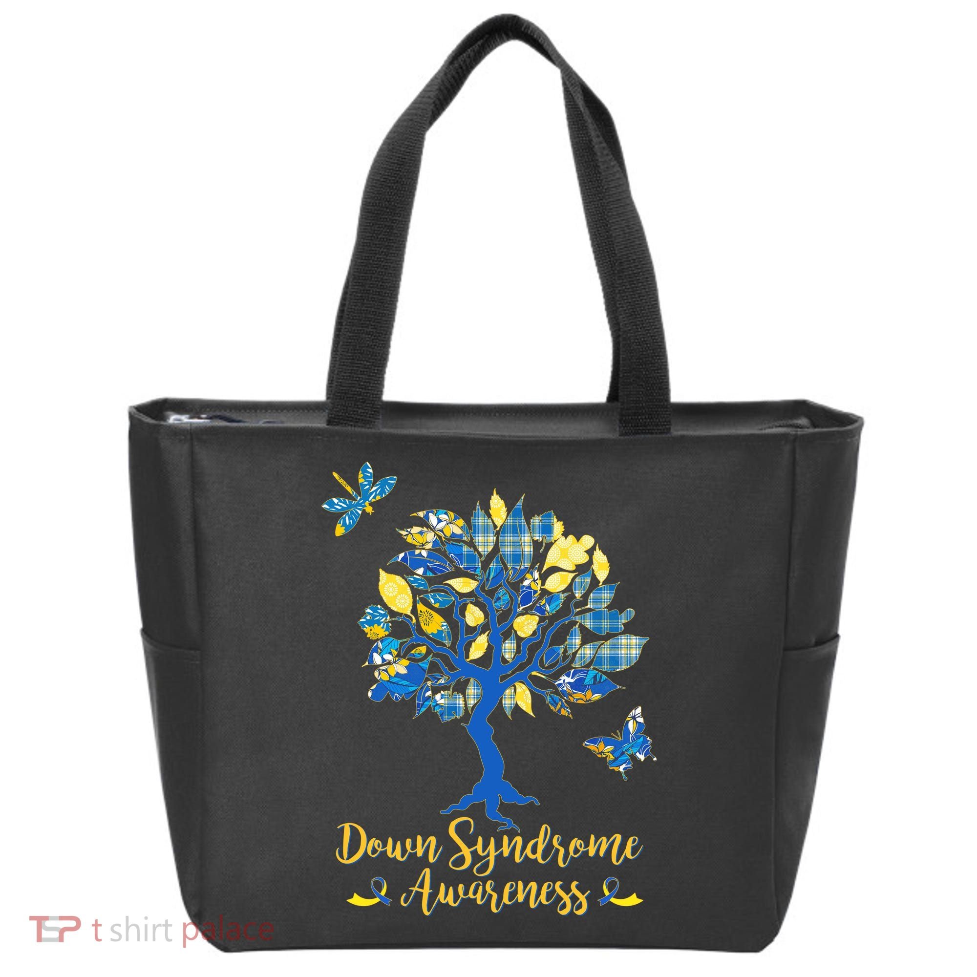 Cute Down Syndrome Awareness Blue Yellow Tree Tote Bag