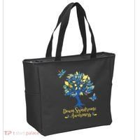 Cute Down Syndrome Awareness Blue Yellow Tree Tote Bag thumb 2