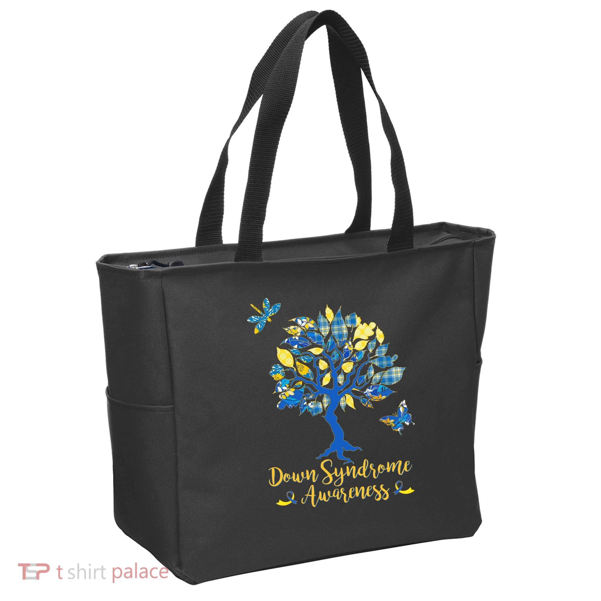 Cute Down Syndrome Awareness Blue Yellow Tree Tote Bag