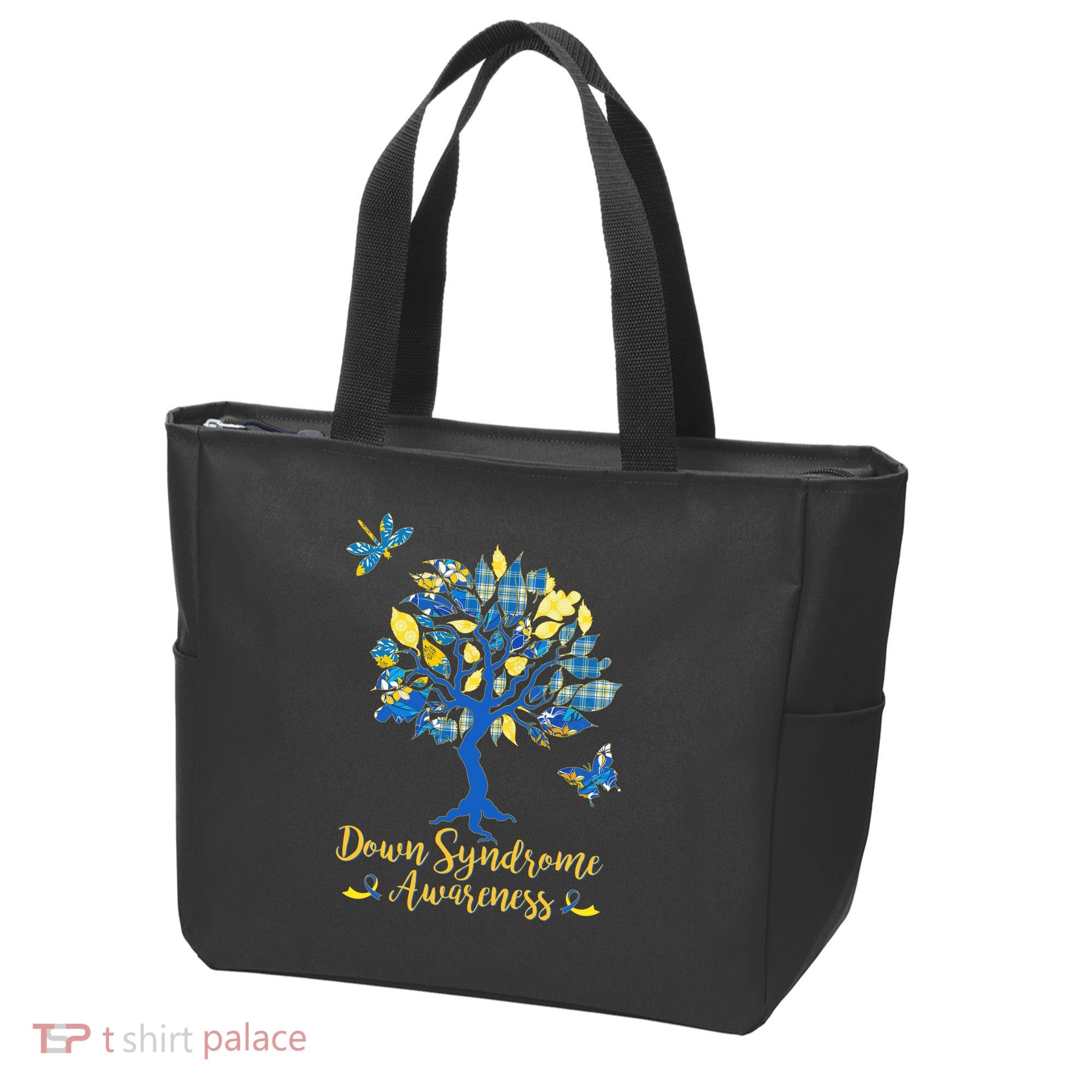 Cute Down Syndrome Awareness Blue Yellow Tree Tote Bag
