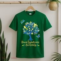 Cute Down Syndrome Awareness Blue Yellow Tree T-Shirt thumb 2