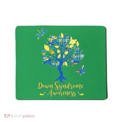 Cute Down Syndrome Awareness Blue Yellow Tree Mousepad