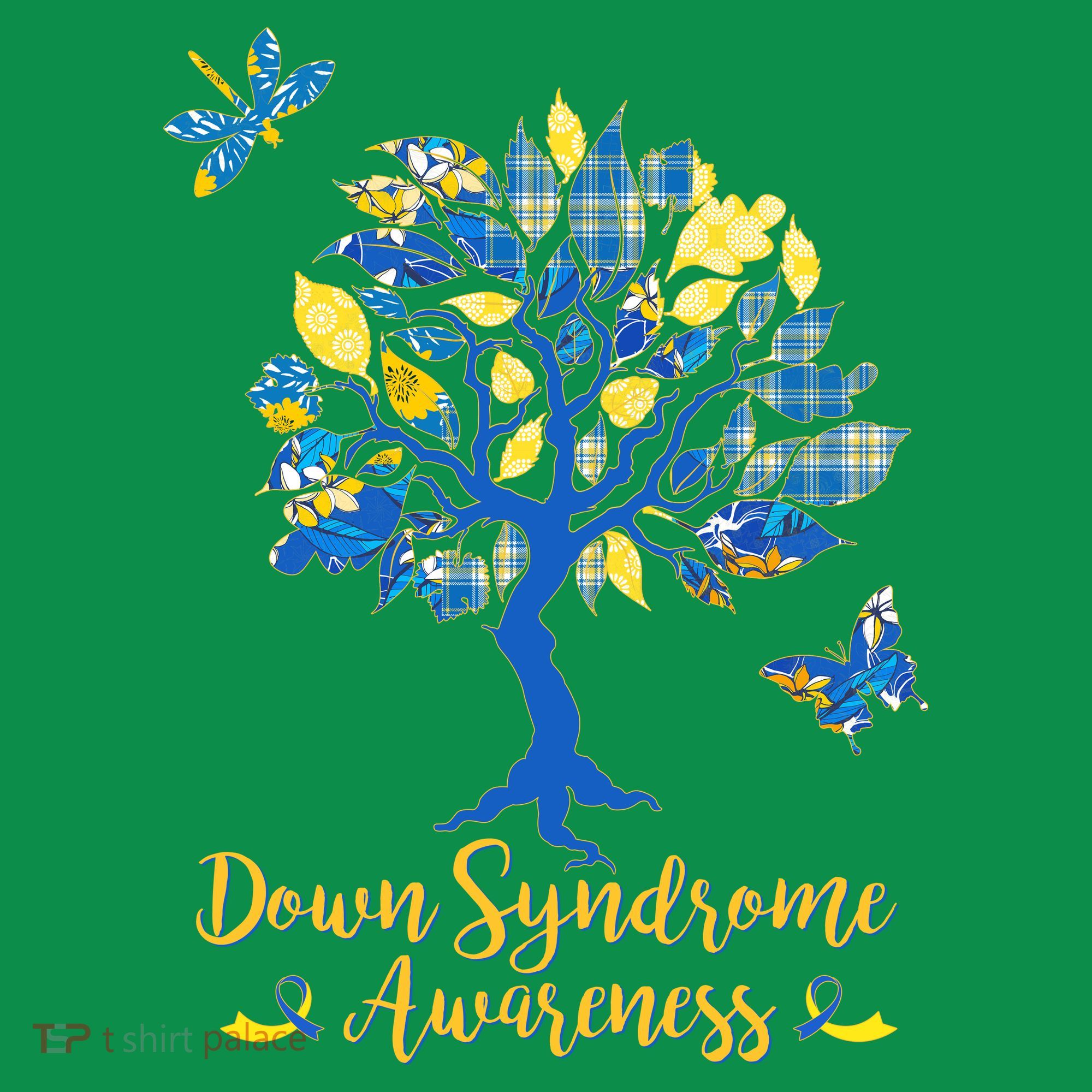 Cute Down Syndrome Awareness Blue Yellow Tree Ornament