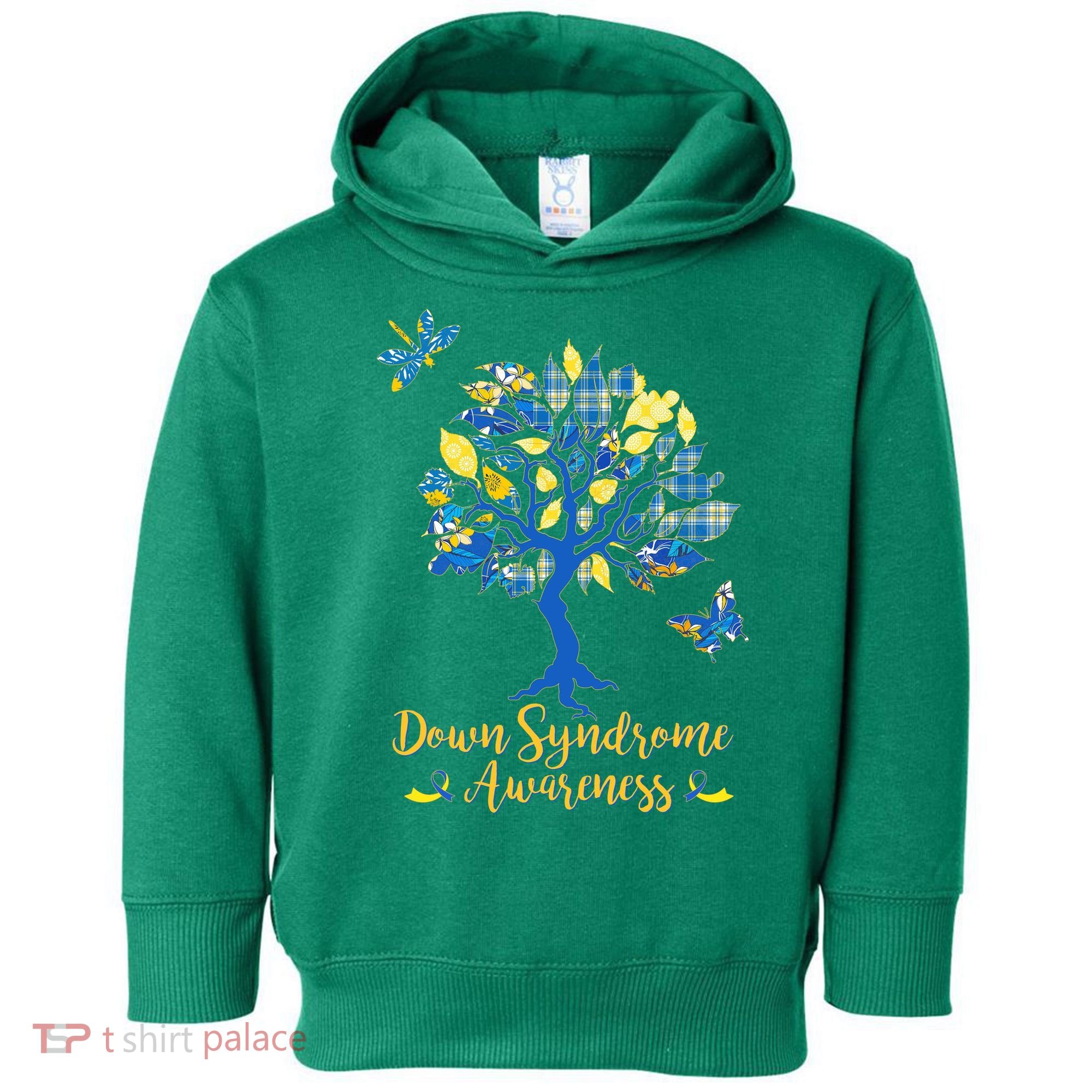 Cute Down Syndrome Awareness Blue Yellow Tree Toddler Hoodie