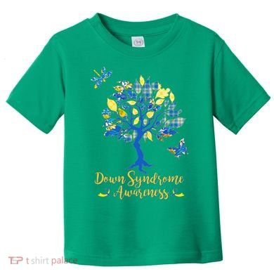 Cute Down Syndrome Awareness Blue Yellow Tree Toddler T-Shirt
