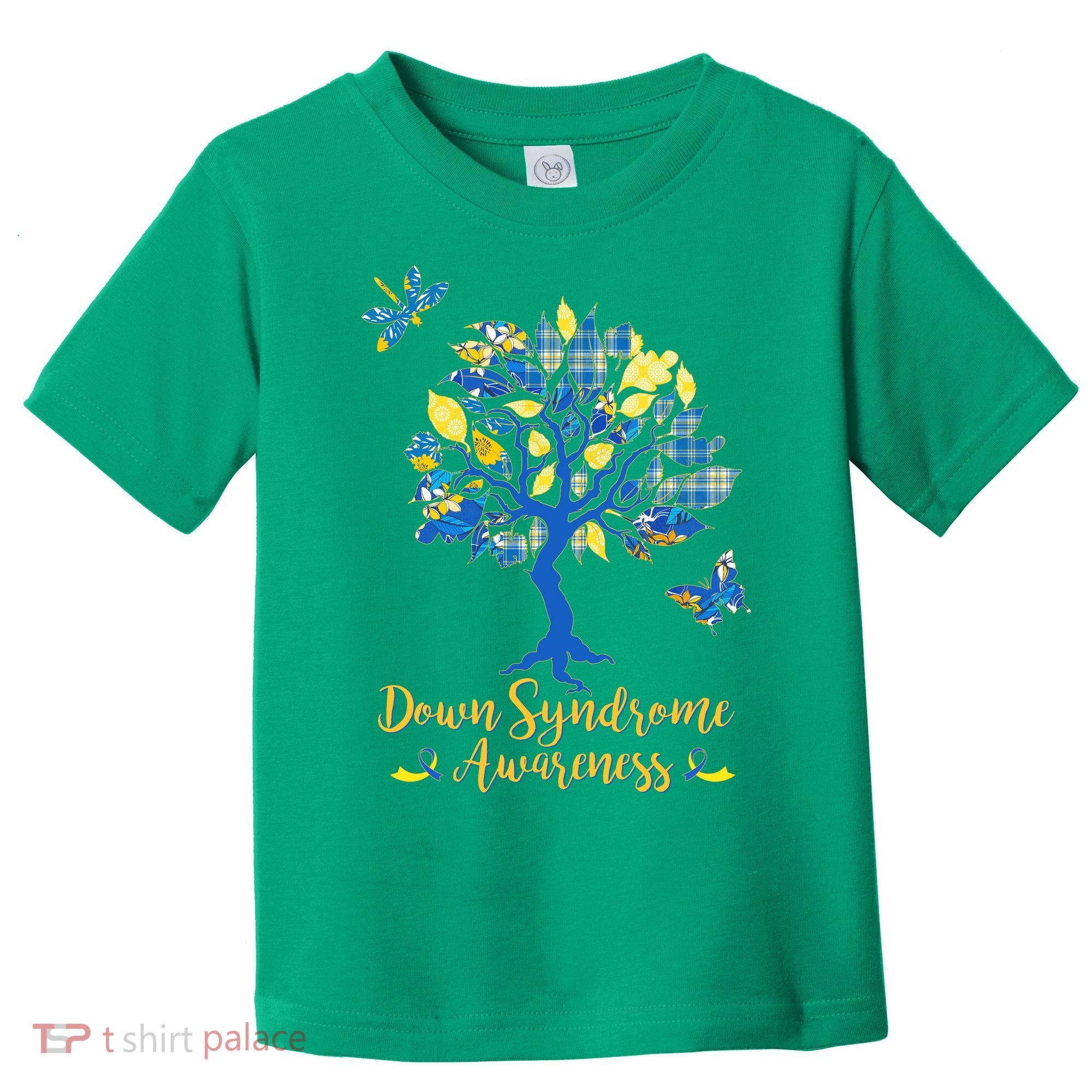Cute Down Syndrome Awareness Blue Yellow Tree Toddler T-Shirt