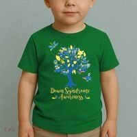 Cute Down Syndrome Awareness Blue Yellow Tree Toddler T-Shirt thumb 2