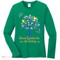 Cute Down Syndrome Awareness Blue Yellow Tree Women's Long Sleeve Shirt thumb 0