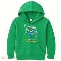 Cute Down Syndrome Awareness Blue Yellow Tree Kids Hoodie thumb 0