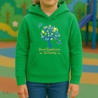 Cute Down Syndrome Awareness Blue Yellow Tree Kids Hoodie thumb 3
