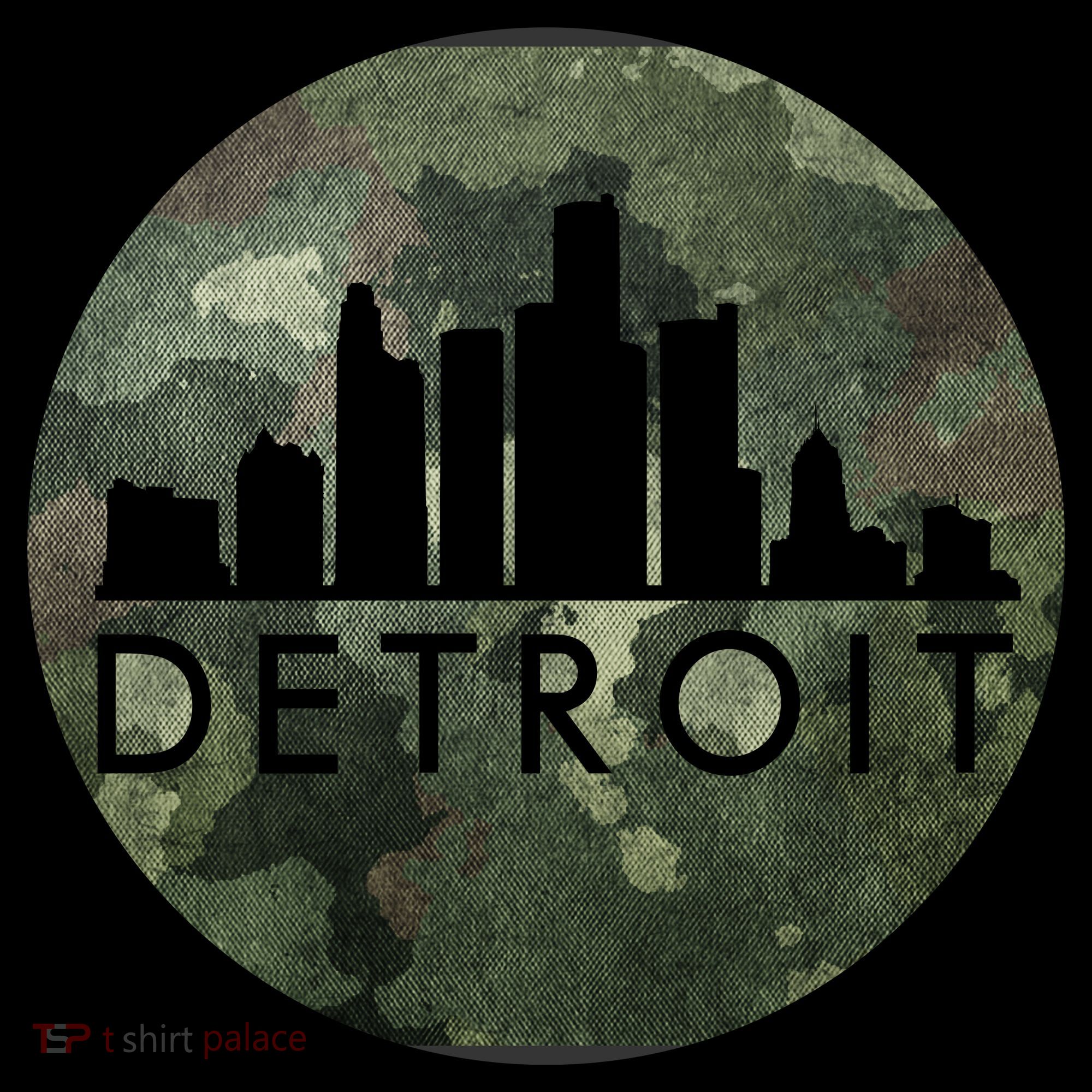 Camo Detroit Skyline Logo Coaster