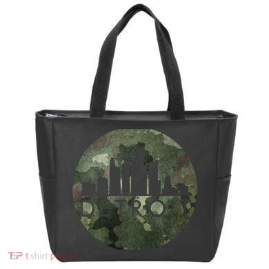 Camo Detroit Skyline Logo Tote Bag