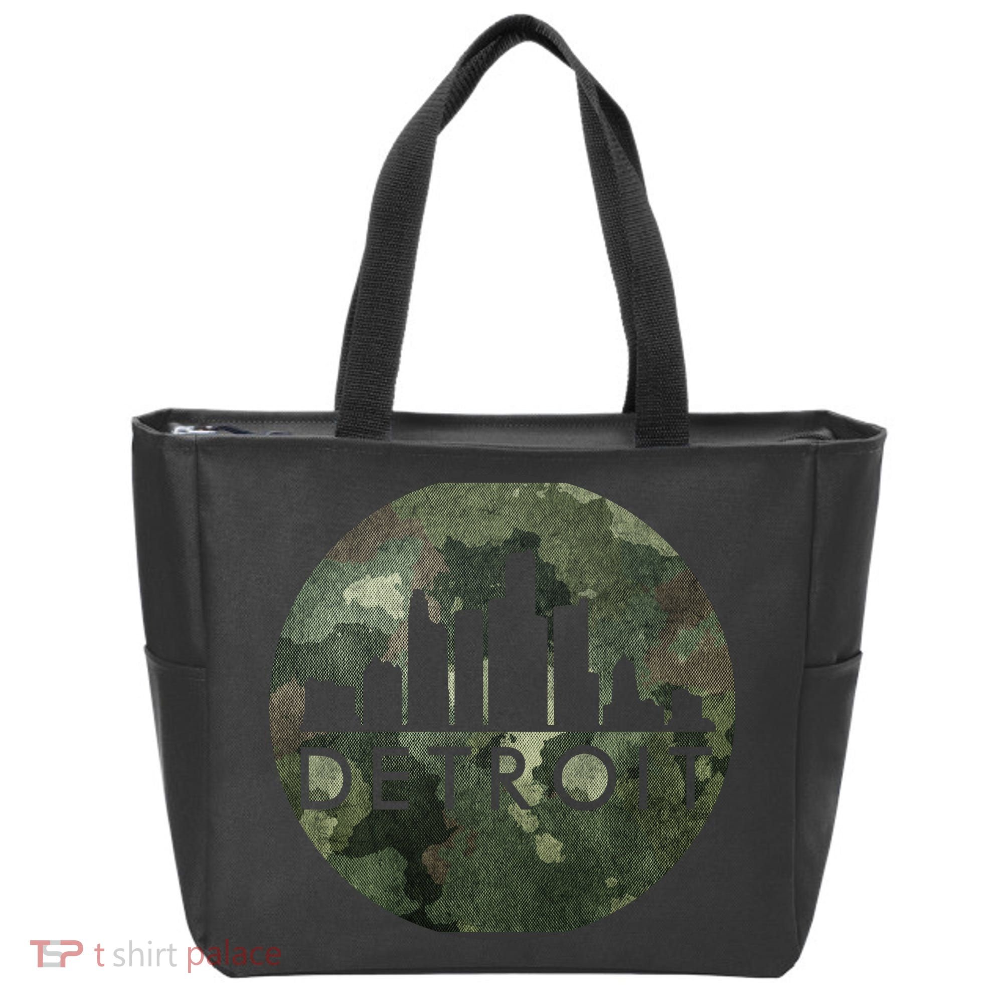 Camo Detroit Skyline Logo Tote Bag