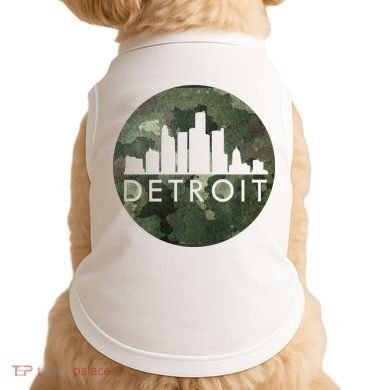 Camo Detroit Skyline Logo Doggie Tank