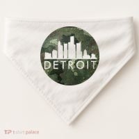 Camo Detroit Skyline Logo USA-Made Doggie Bandana thumb 0