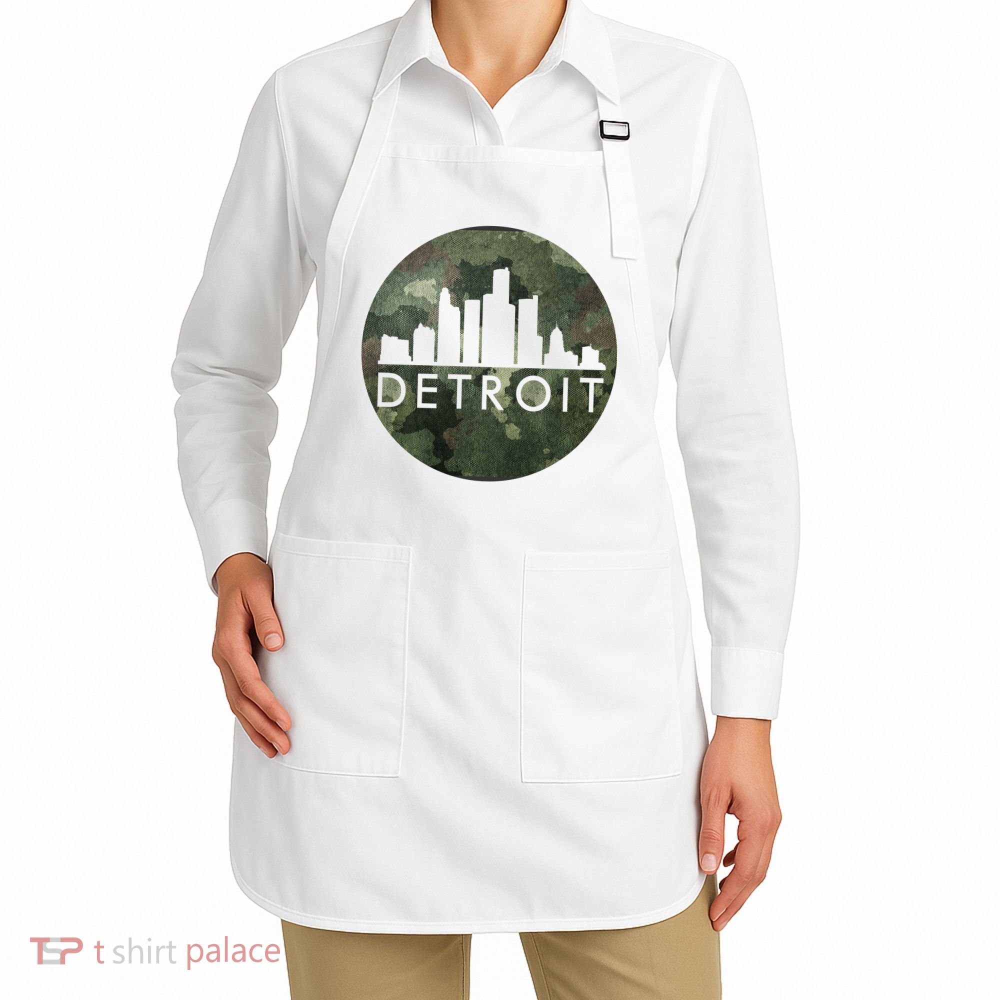 Camo Detroit Skyline Logo Apron
