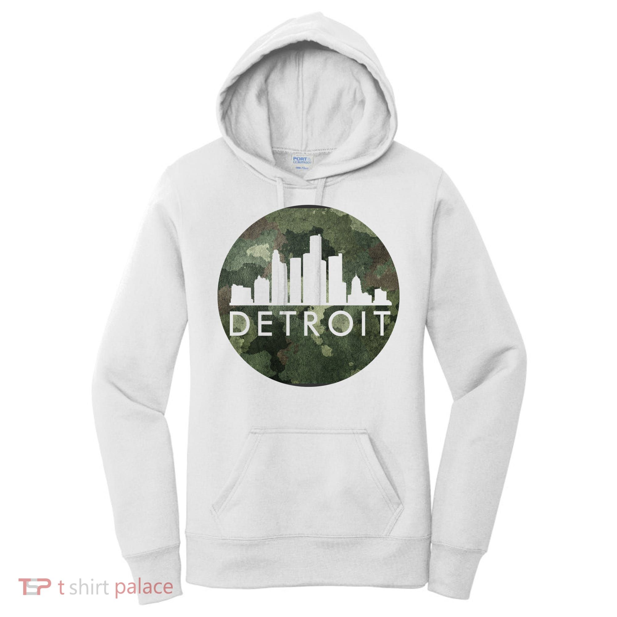 Camo Detroit Skyline Logo Women's Hoodie