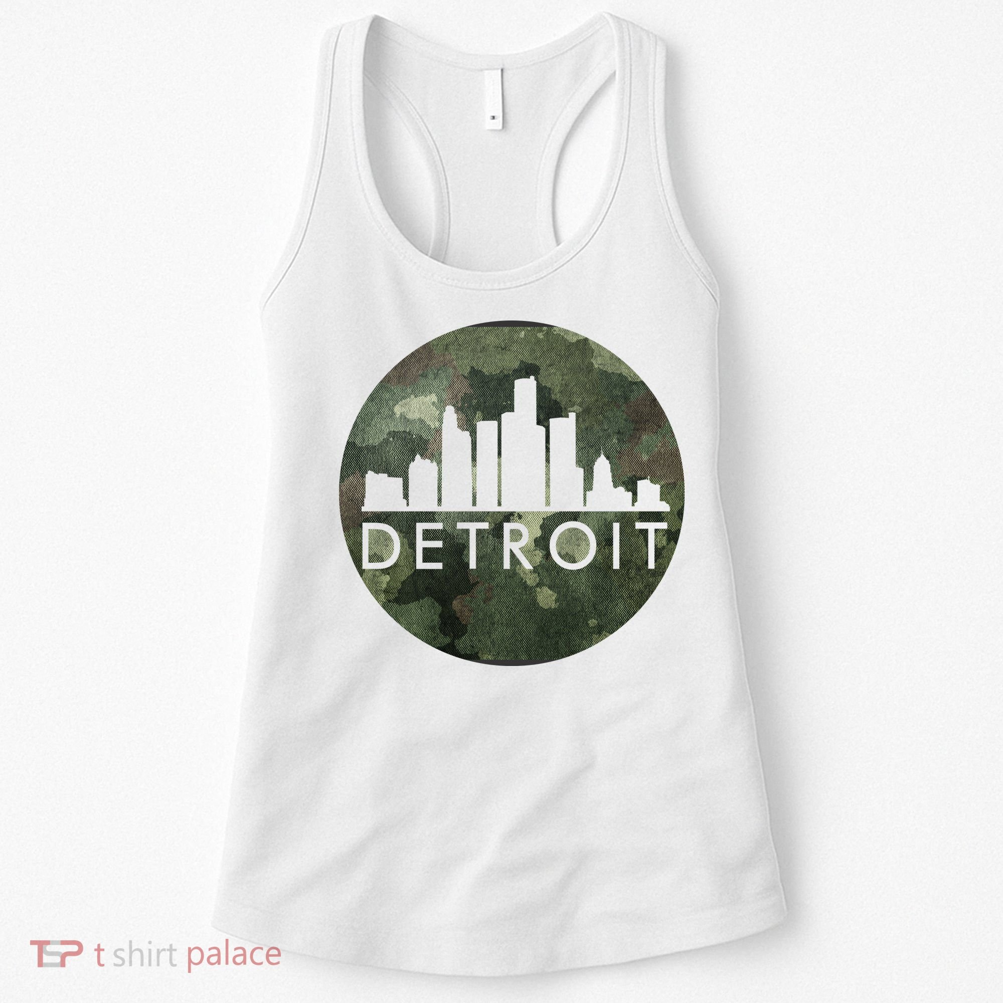 Camo Detroit Skyline Logo Women's Tank Top