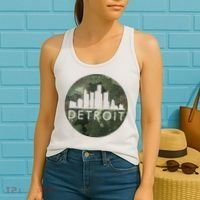 Camo Detroit Skyline Logo Women's Tank Top thumb 2