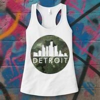 Camo Detroit Skyline Logo Women's Tank Top thumb 3