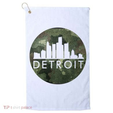 Camo Detroit Skyline Logo Golf Towel
