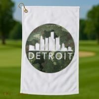 Camo Detroit Skyline Logo Golf Towel thumb 1