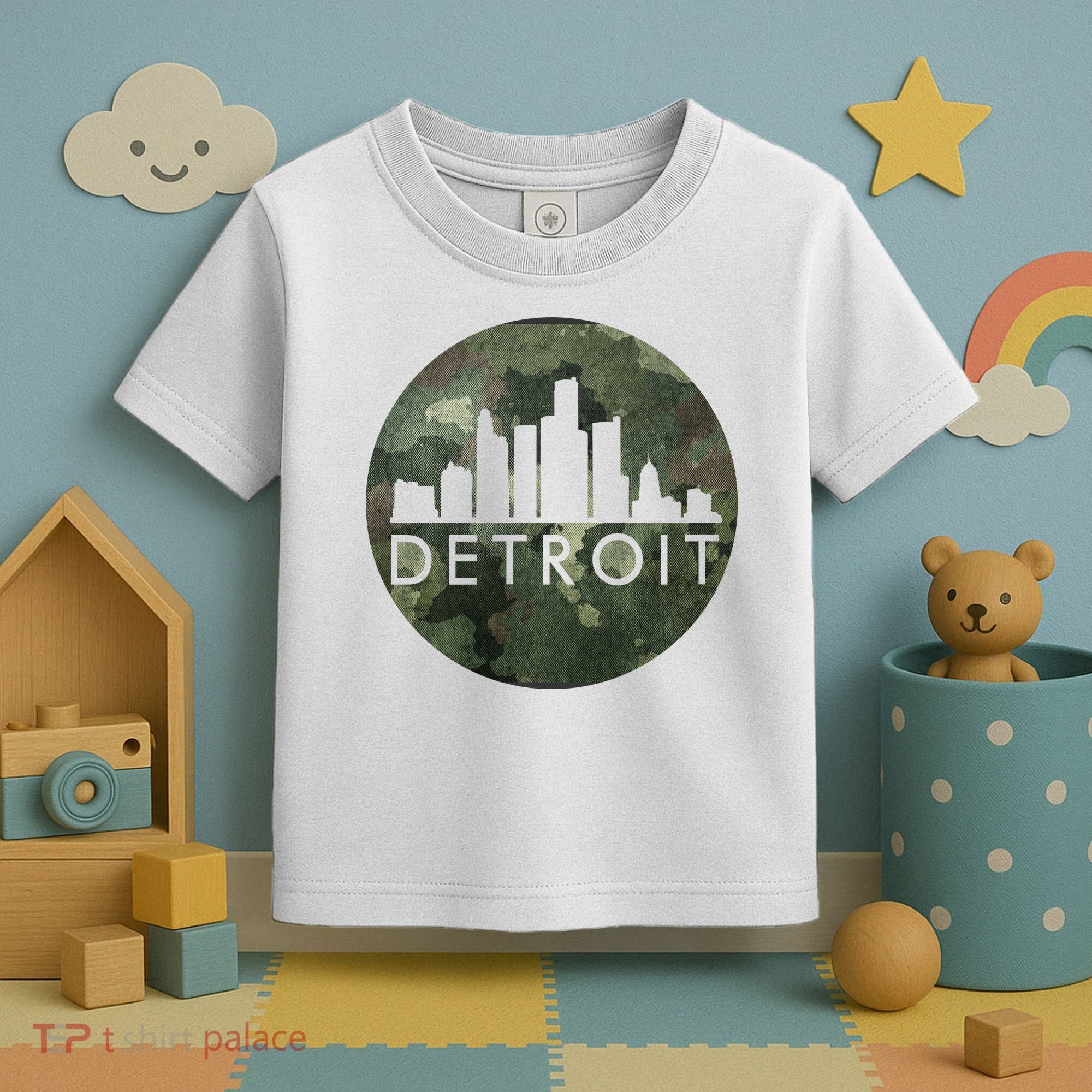 Camo Detroit Skyline Logo Toddler T-Shirt