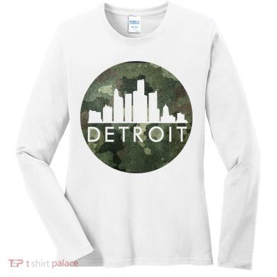 Camo Detroit Skyline Logo Women's Long Sleeve Shirt
