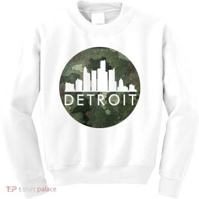 Camo Detroit Skyline Logo Kids Sweatshirt