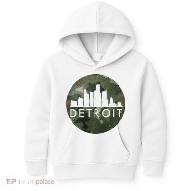 Camo Detroit Skyline Logo Kids Hoodie