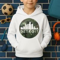 Camo Detroit Skyline Logo Kids Hoodie thumb 2