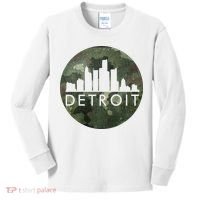 Camo Detroit Skyline Logo Kids Long Sleeve Shirt thumb 0