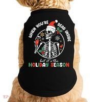 Coffee Drinking Skeleton Christmas Skull Santa Hat Xmas Doggie Tank thumb 0