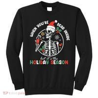 Coffee Drinking Skeleton Christmas Skull Santa Hat Xmas Sweatshirt thumb 0