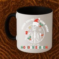 Coffee Drinking Skeleton Christmas Skull Santa Hat Xmas Coffee Mug thumb 2