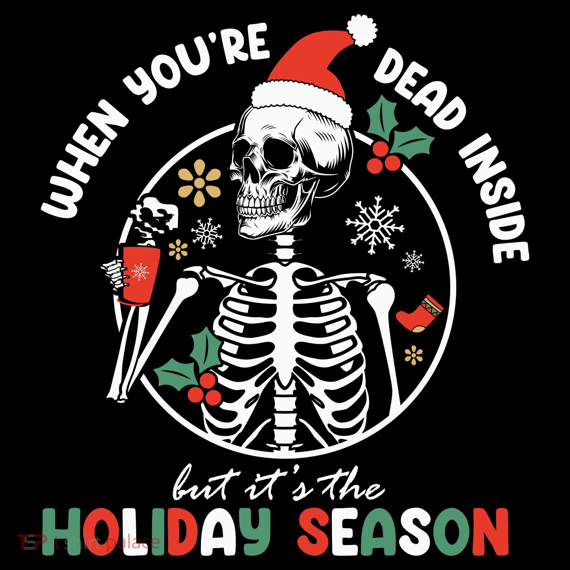 Coffee Drinking Skeleton Christmas Skull Santa Hat Xmas Coffee Mug