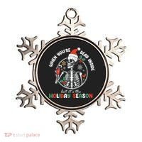 Coffee Drinking Skeleton Christmas Skull Santa Hat Xmas Ornament thumb 0
