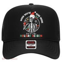 Coffee Drinking Skeleton Christmas Skull Santa Hat Xmas Hat thumb 0