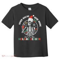 Coffee Drinking Skeleton Christmas Skull Santa Hat Xmas Toddler T-Shirt thumb 0