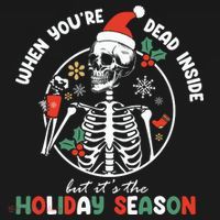 Coffee Drinking Skeleton Christmas Skull Santa Hat Xmas Women's T-Shirt thumb 6