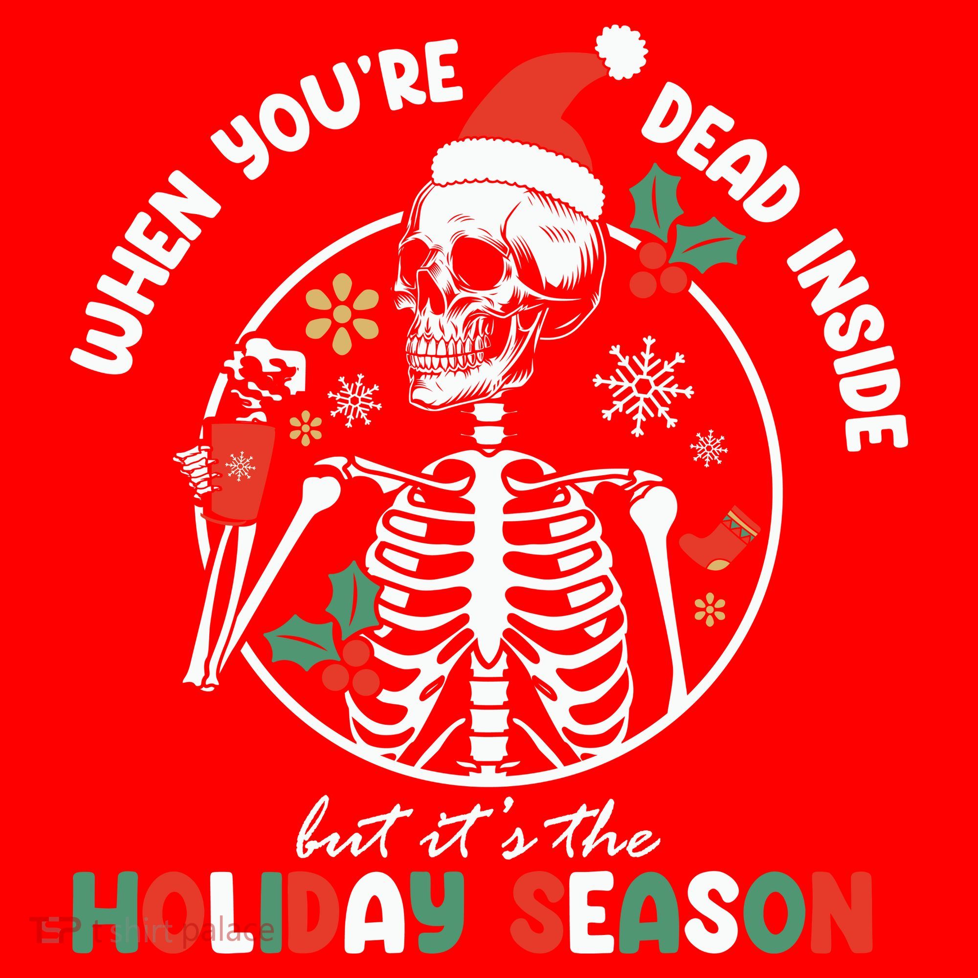 Coffee Drinking Skeleton Christmas Skull Santa Hat Xmas Santa Hat