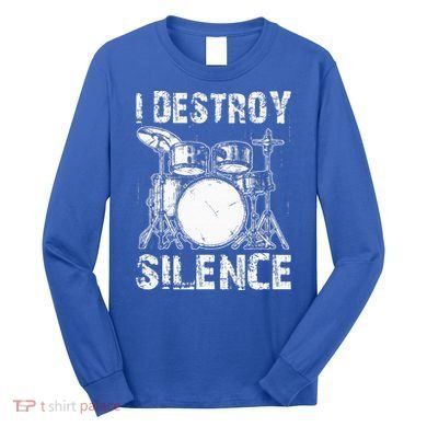 Cute Drum Set Women Drumming Rocker Music Percussion Long Sleeve Shirt