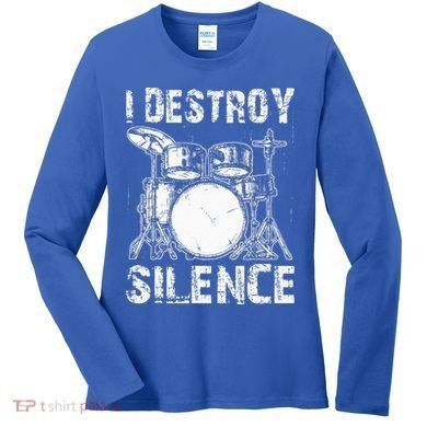 Cute Drum Set Women Drumming Rocker Music Percussion Women's Long Sleeve Shirt