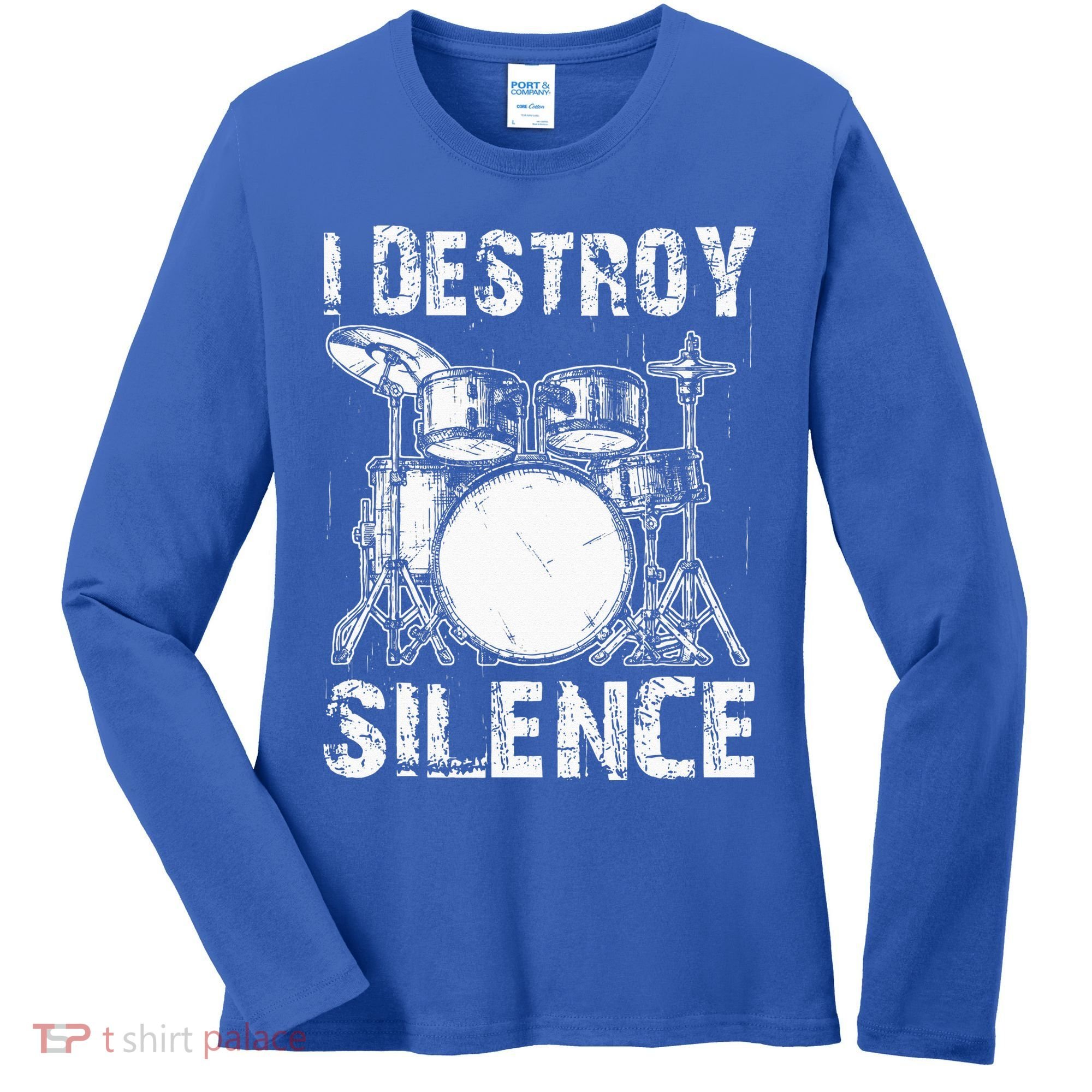 Cute Drum Set Women Drumming Rocker Music Percussion Women's Long Sleeve Shirt