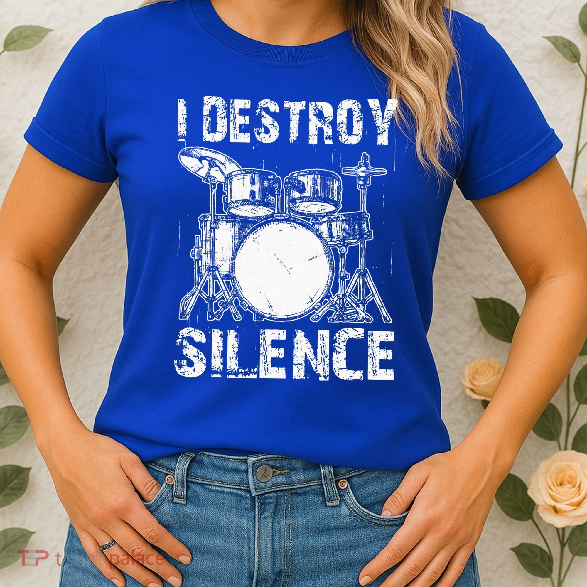 Cute Drum Set Women Drumming Rocker Music Percussion Women's T-Shirt