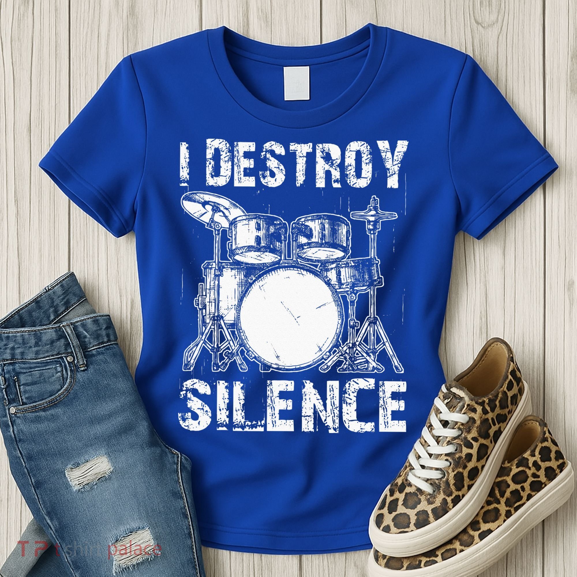 Cute Drum Set Women Drumming Rocker Music Percussion Women's T-Shirt