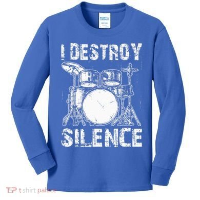 Cute Drum Set Women Drumming Rocker Music Percussion Kids Long Sleeve Shirt