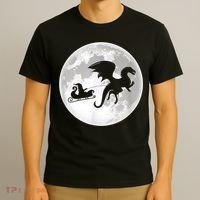 Christmas Dragon Santa Claus Moon Xmas Pajama Party T-Shirt thumb 3