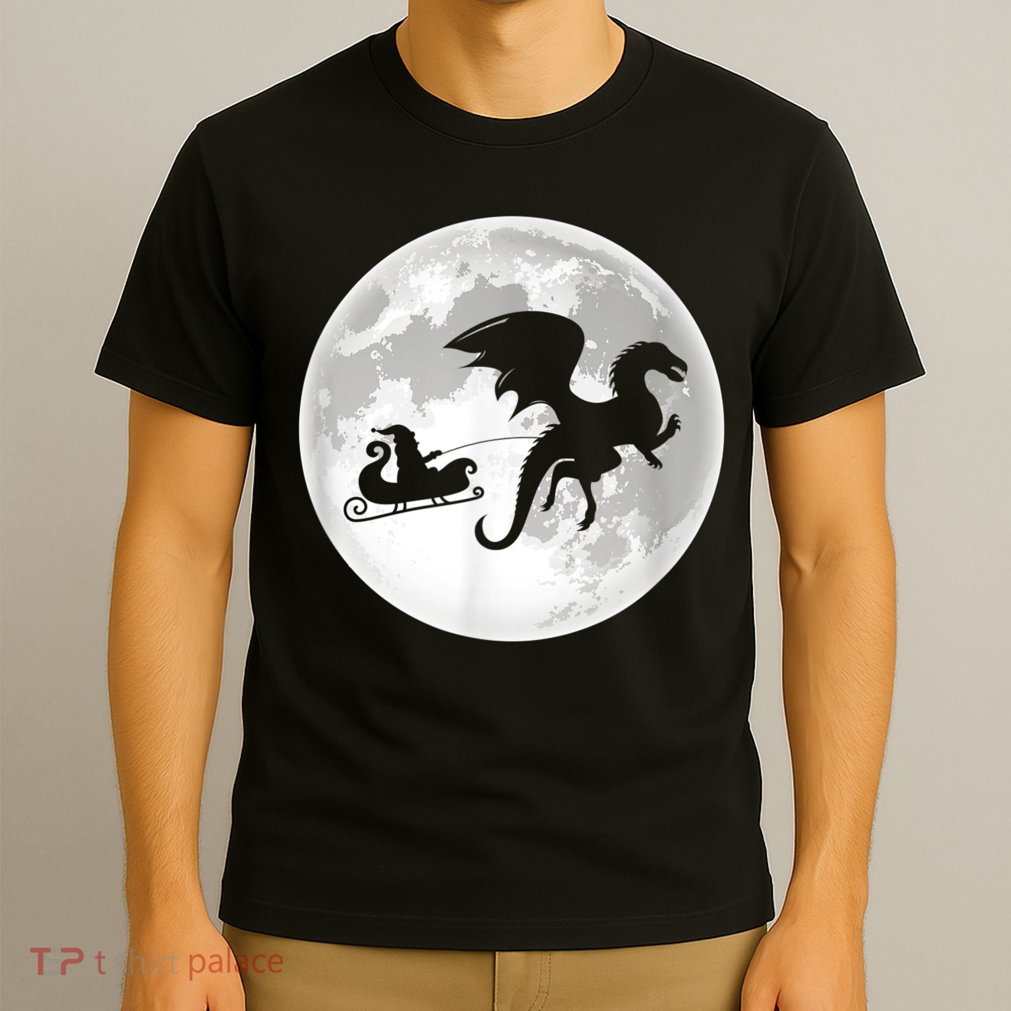 Christmas Dragon Santa Claus Moon Xmas Pajama Party T-Shirt