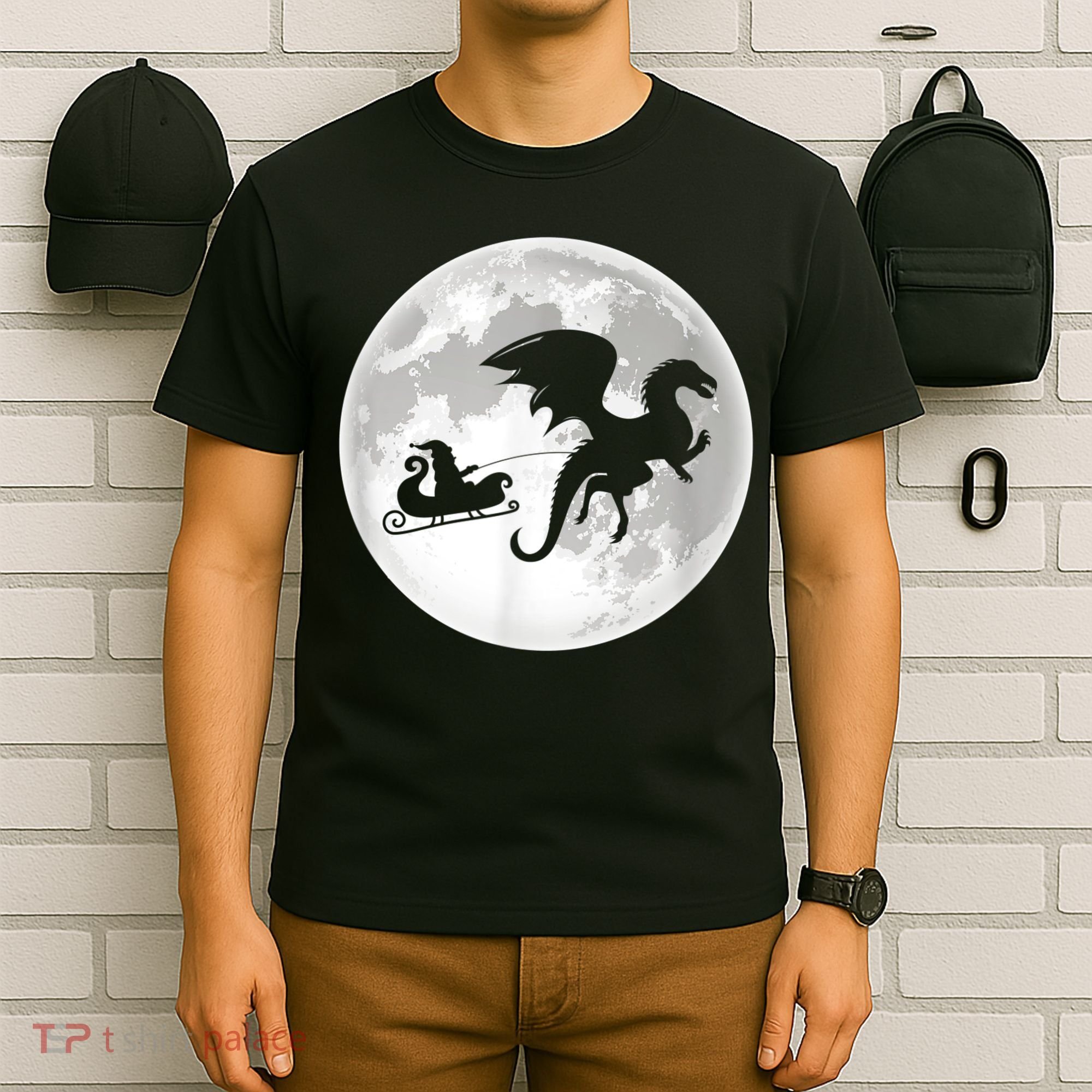 Christmas Dragon Santa Claus Moon Xmas Pajama Party T-Shirt